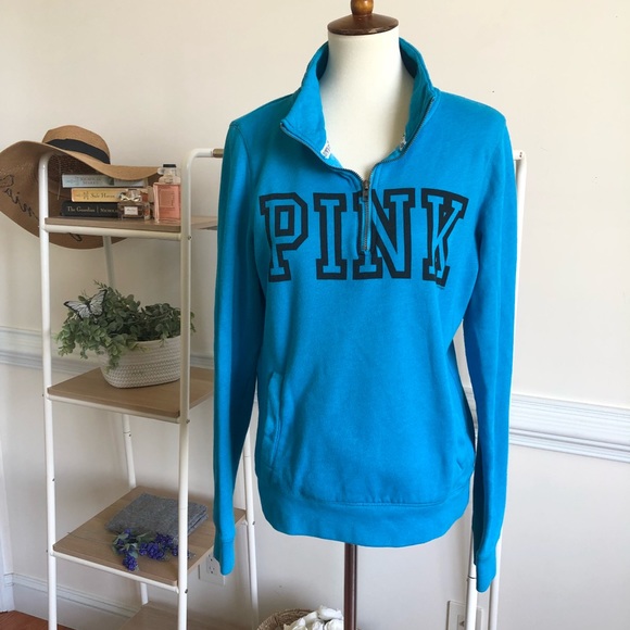 PINK Victoria's Secret Sweaters - Pink quarter zip logo sweater